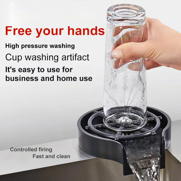 Automatic Cup Washer Faucet Glass Rinser Bar Coffee Pitcher High Pressure Cleaning