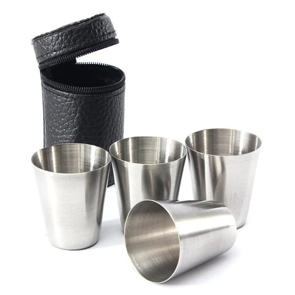 4 Pcs/Set Polished 30 Ml Mini Stainless Steel Shot Glass Cup Drinking