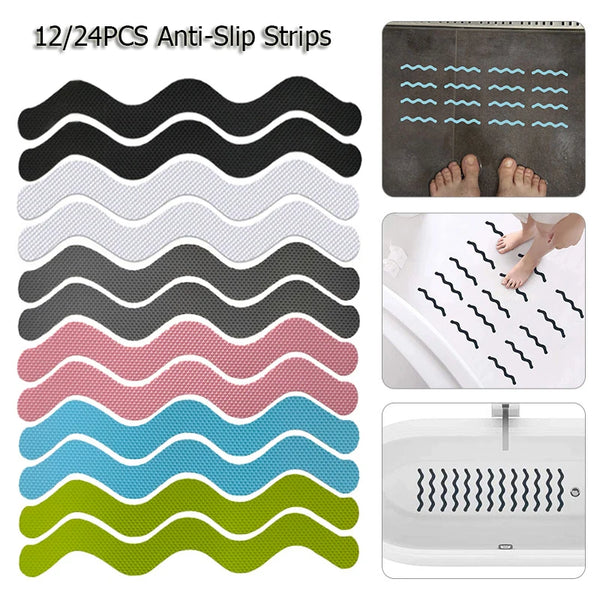 Anti Slip Strips S Wave-shaped Shower Stickers Bath Safety