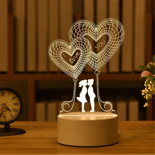 3D Acrylic Led Lights USB Night Light Romantic Love